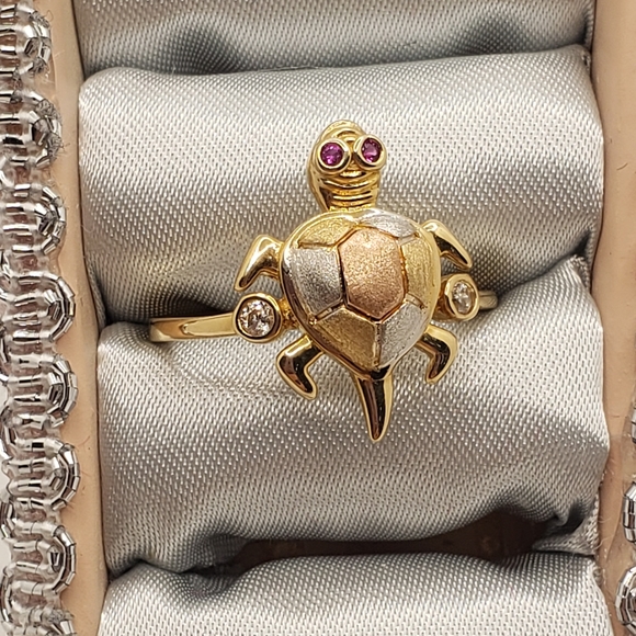 14k solid Gold Turtle Rings size 8 - Picture 4 of 15